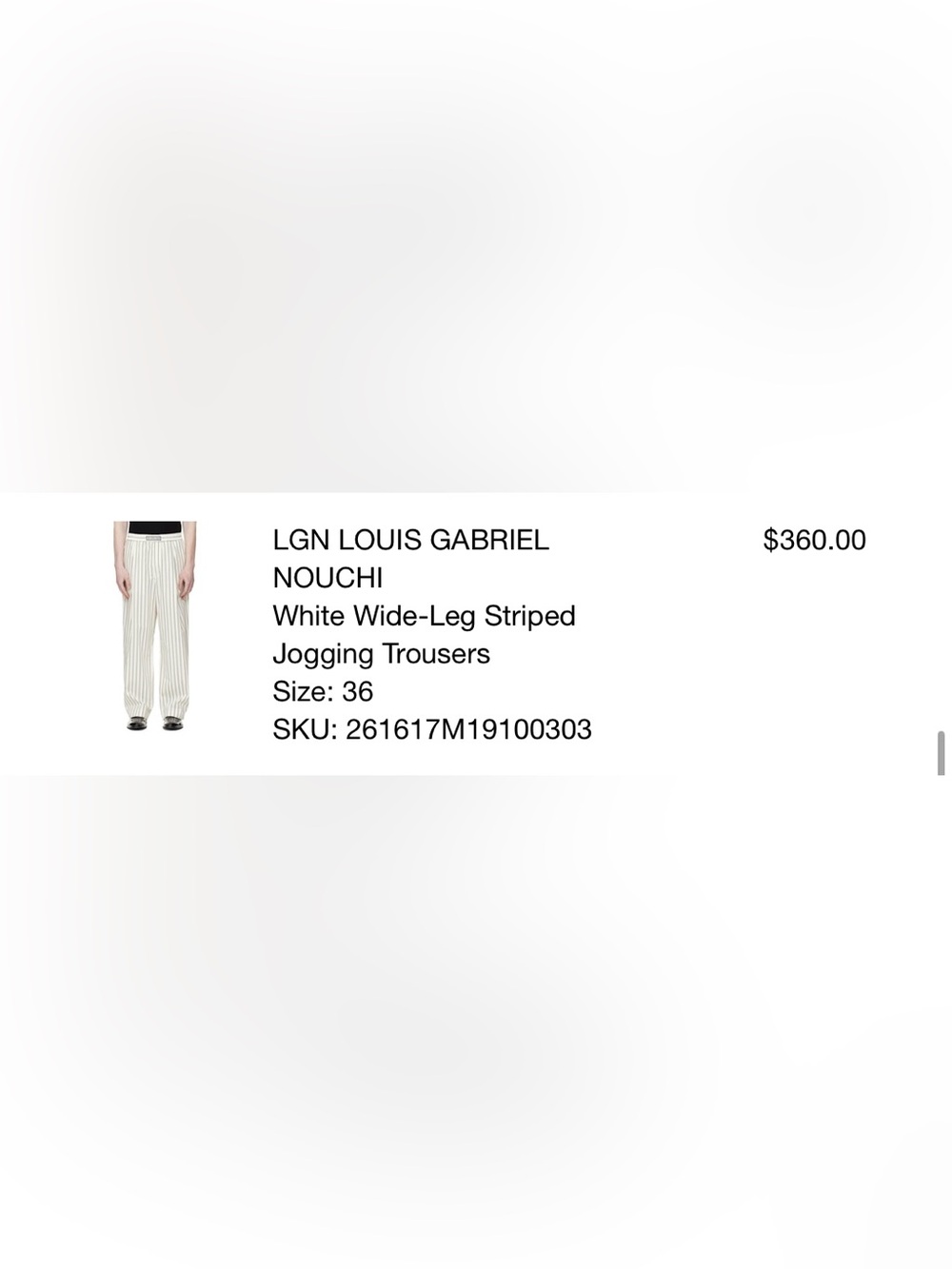 Like new LGN LOUIS GABRIEL NOUCHI White Wide Leg Striped Jogging Trousers Sz 36